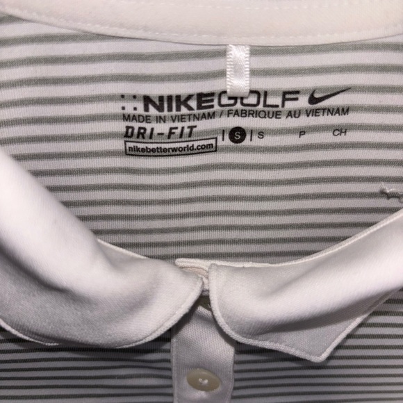 (Not AVAILABLE)Nike Golf White and Gray Striped Polo(0012) - Picture 6 of 10